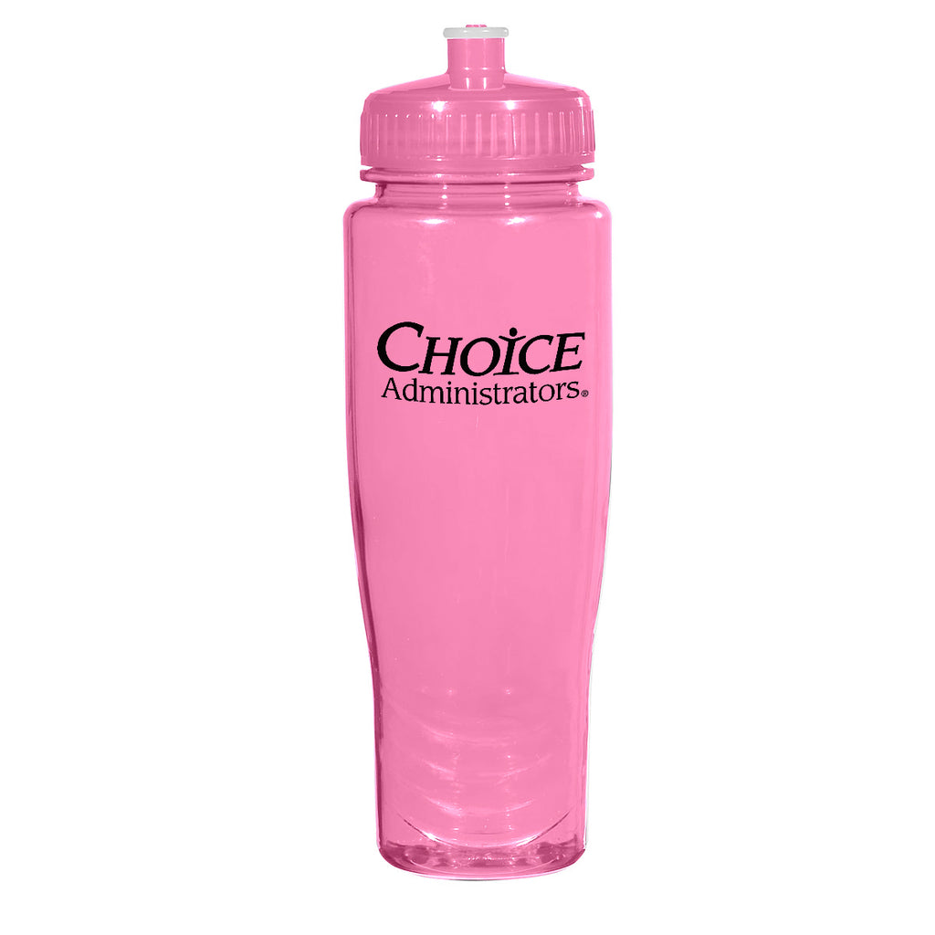 Poly-Clean Plastic Bottle, 28 oz - Pink - Silk Screen