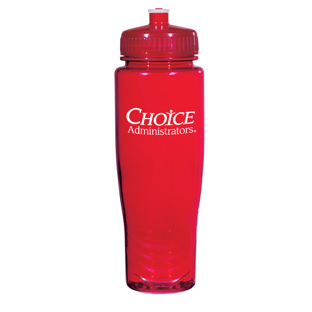 Poly-Clean Plastic Bottle, 28 oz - Red - Silk Screen