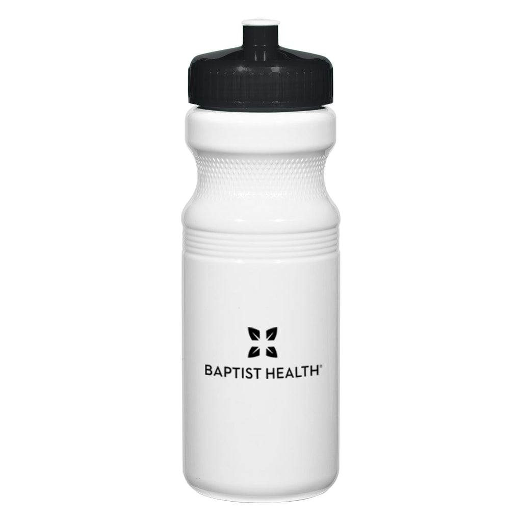 Poly-Clear Fitness Bottle, 24 oz - White with Black - Silk Screen