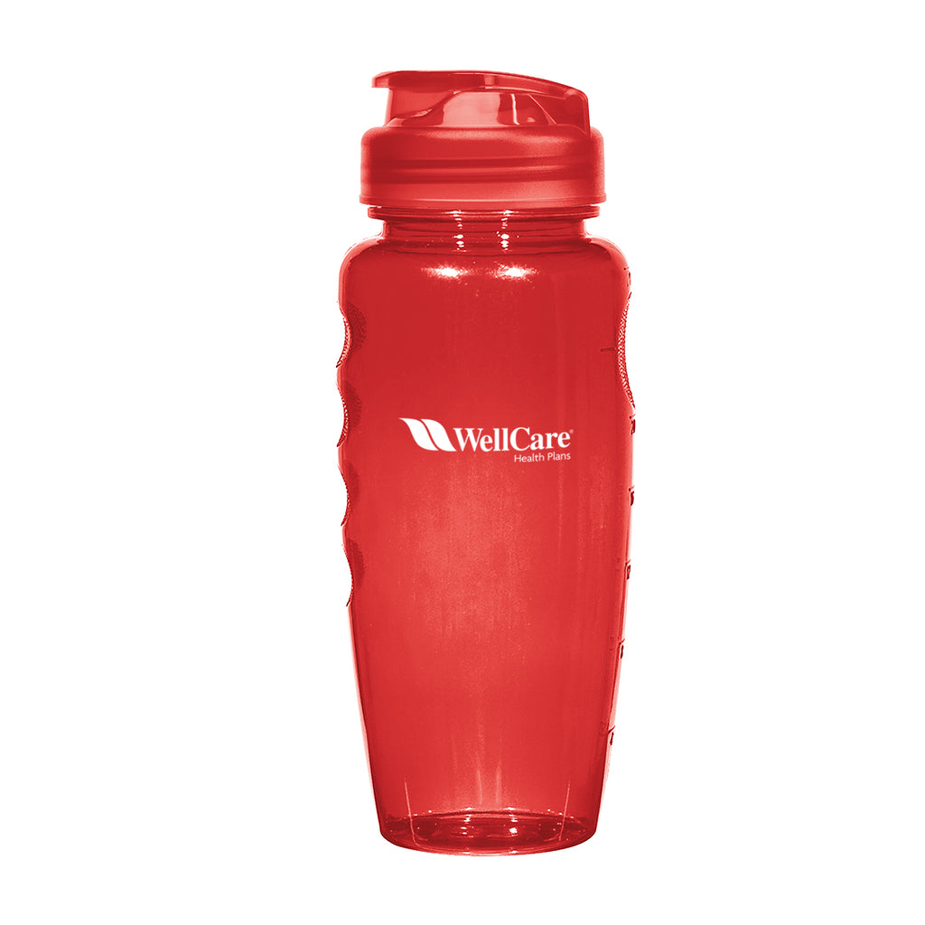 Poly-Clear Gripper Bottle, 30 oz - Red - Silk Screen