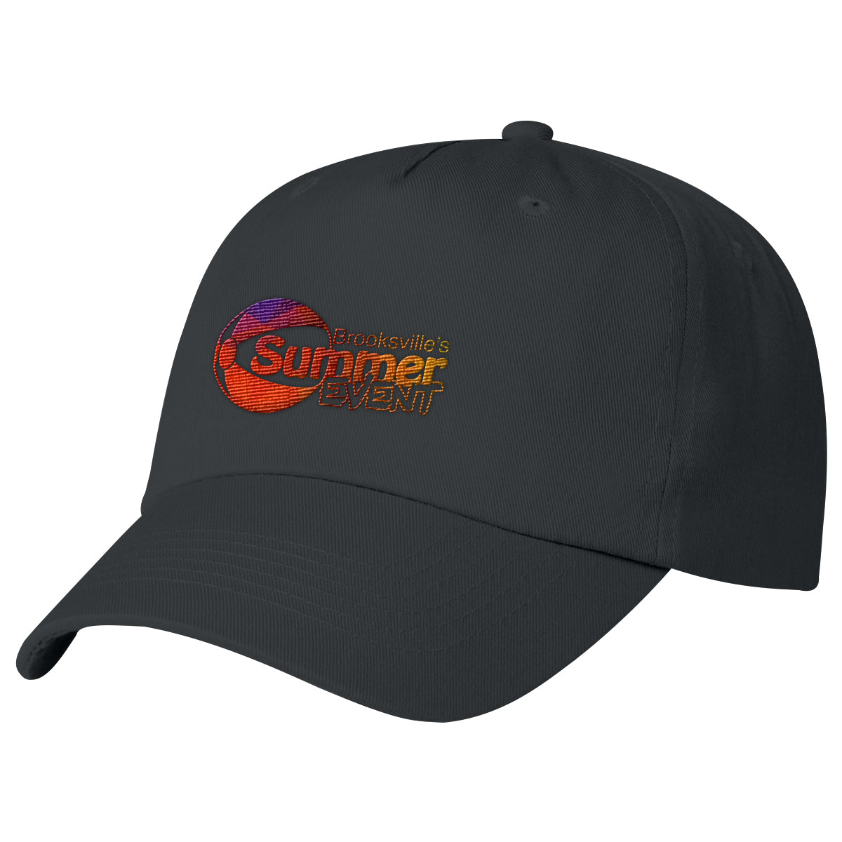 Polyester Cap, 5 Panel Embroidery - Black - Embroidery