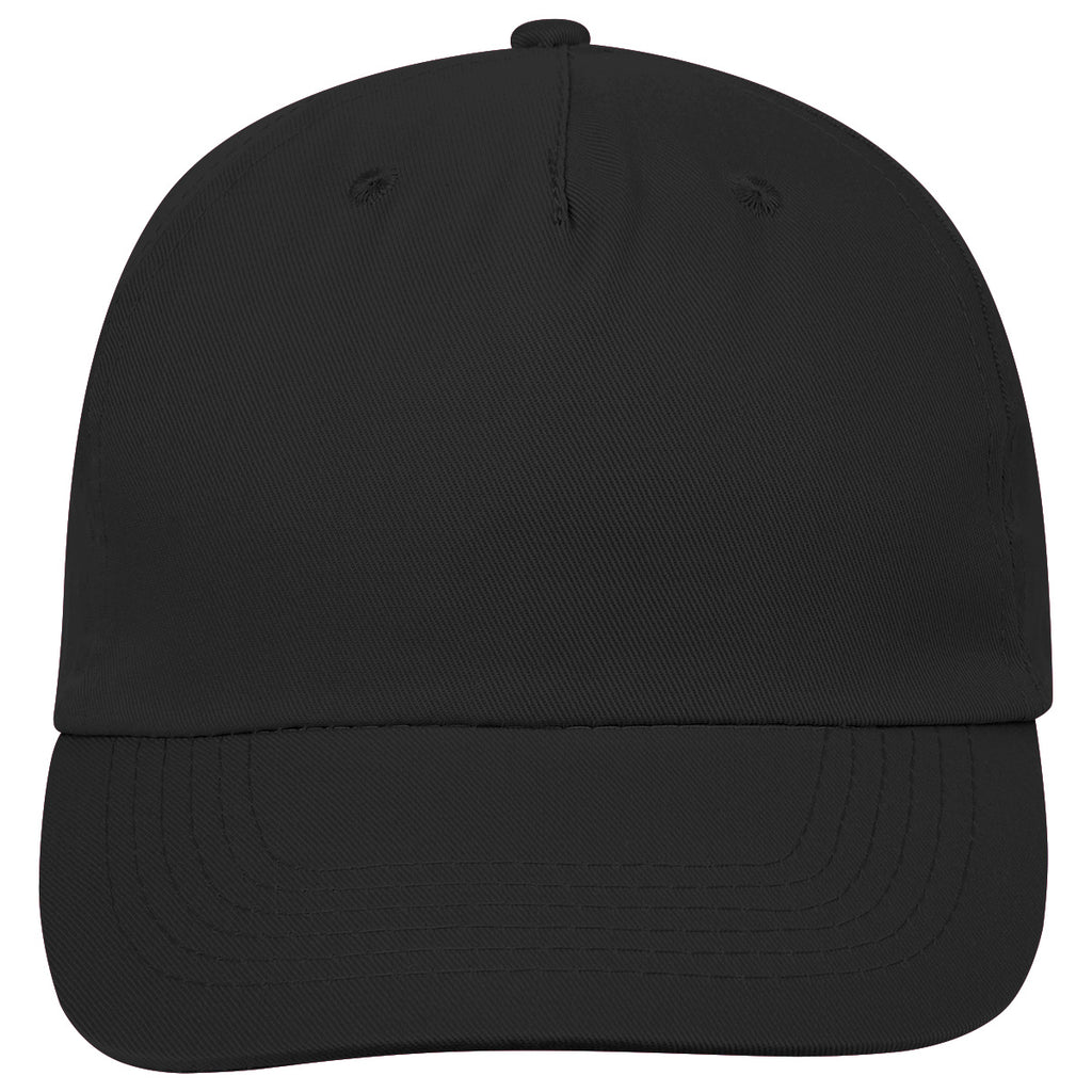 Polyester Cap, 5 Panel Embroidery - Black - STRAIGHT