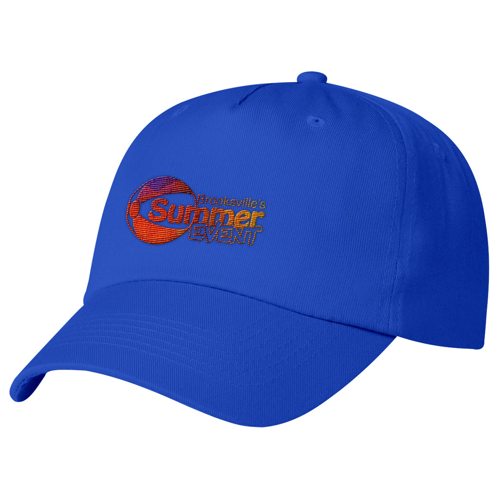 Polyester Cap, 5 Panel Embroidery - Royal Blue - Embroidery