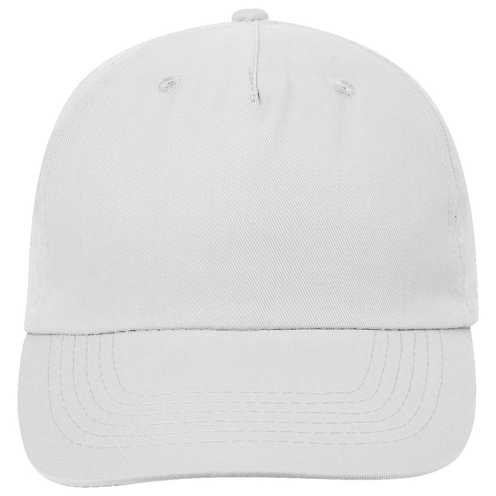 Polyester Cap, 5 Panel Embroidery - White - STRAIGHT