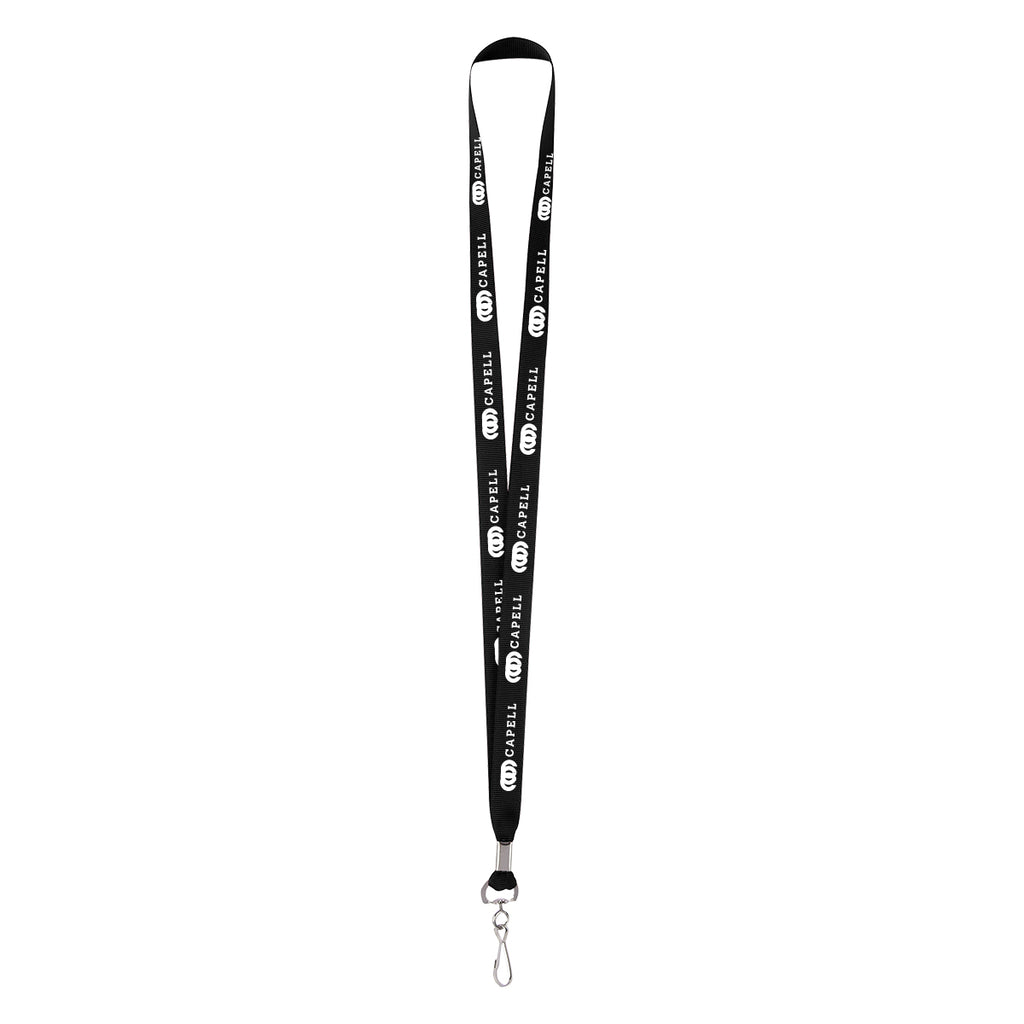 Polyester Lanyard with a J-Hook - Black - Silk Screen