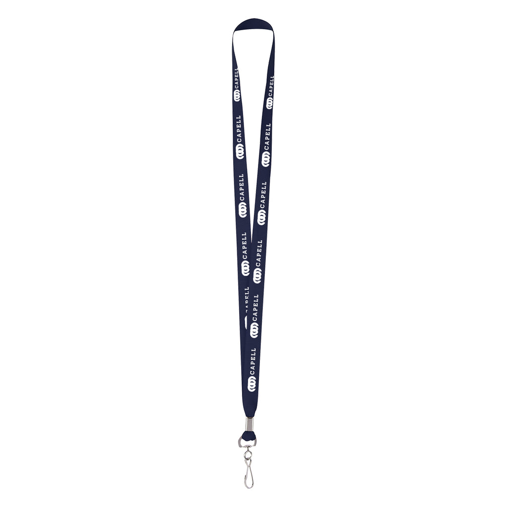 Polyester Lanyard with a J-Hook - Navy - Silk Screen
