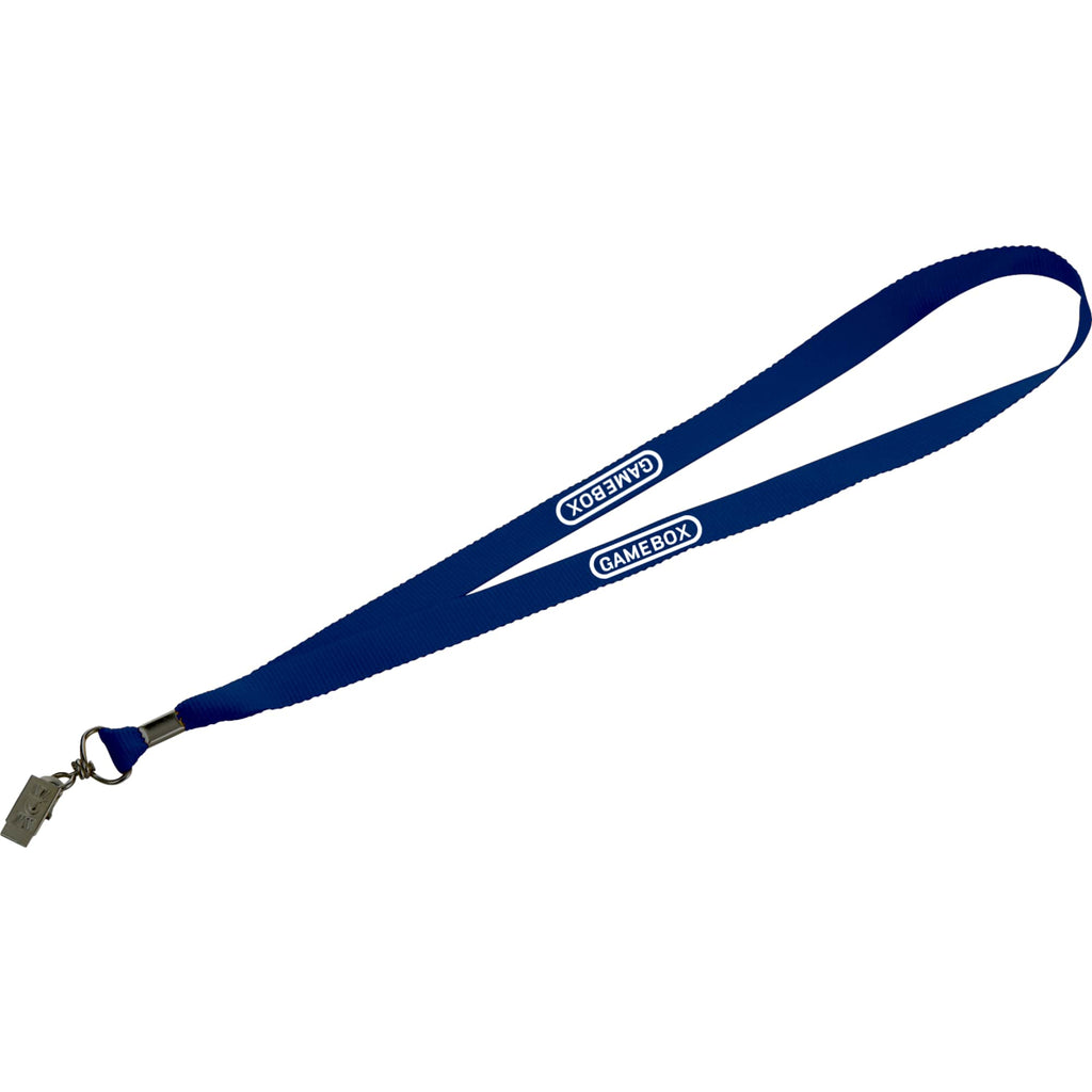 Polyester Lanyard with a Swivel Bulldog Clip, 3/4 Inch - Navy Blue - Front