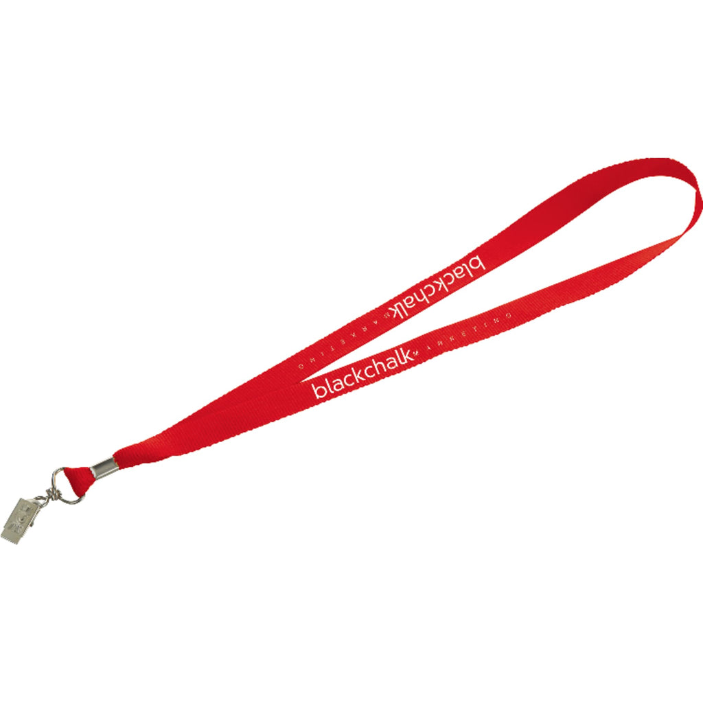 Polyester Lanyard with a Swivel Bulldog Clip, 3/4 Inch - RED - Front