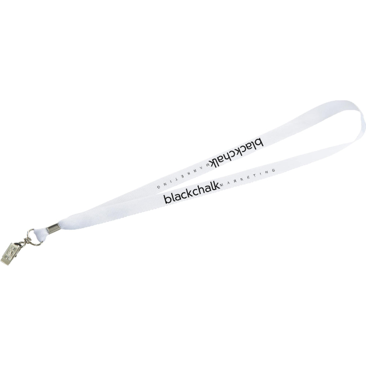 Polyester Lanyard with a Swivel Bulldog Clip, 3/4 Inch - White - Front
