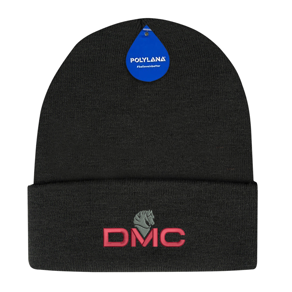 Polylana Cuffed Beanie in Knit - Black - Embroidery