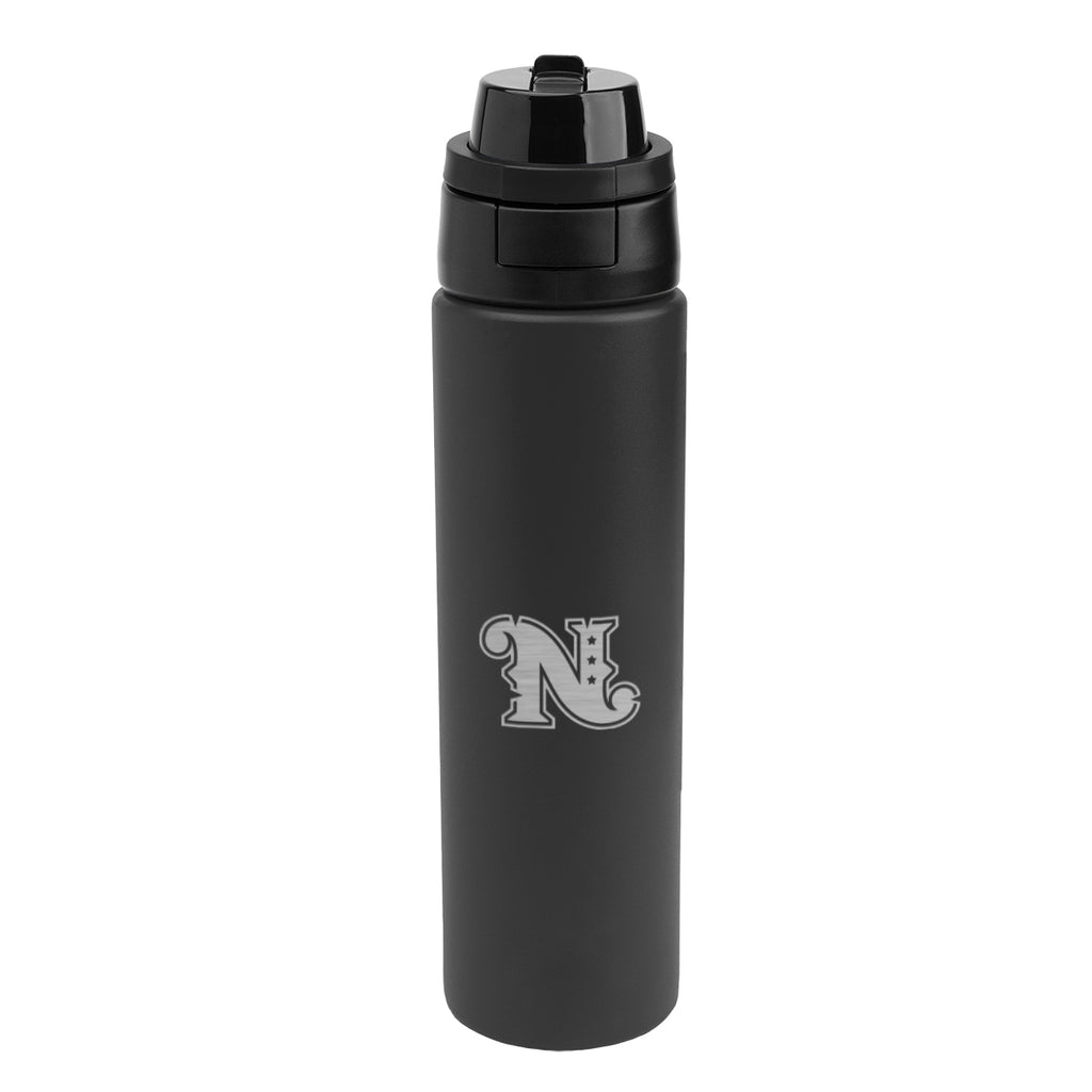 Pop Sip and Chug Recycled Single Wall Stainless Steel Bottle, 32 oz - Black - Laser Engraving