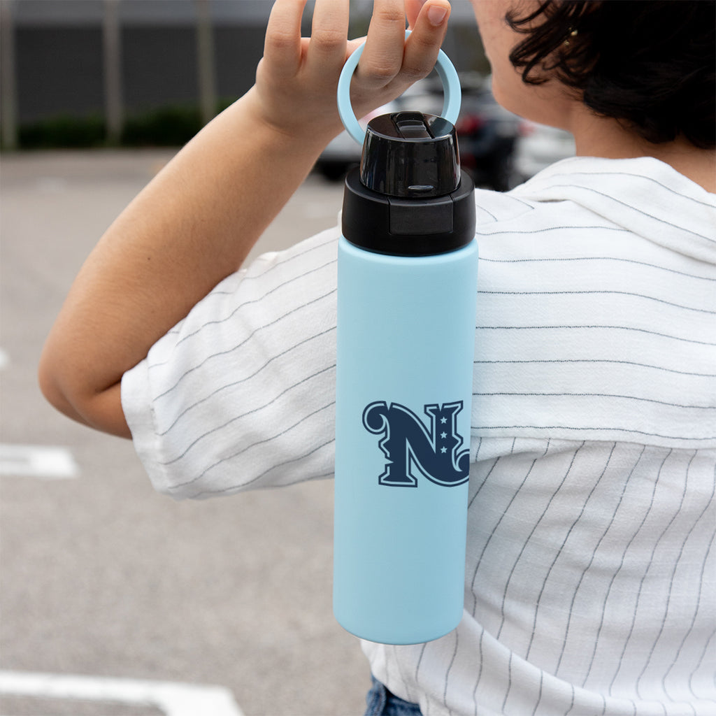 Pop Sip and Chug Recycled Single Wall Stainless Steel Bottle, 32 oz - Black - Lifestyle_Silkscreen