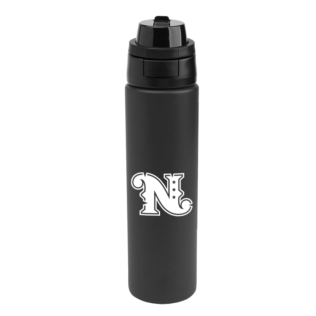 Pop Sip and Chug Recycled Single Wall Stainless Steel Bottle, 32 oz - Black - Silk Screen