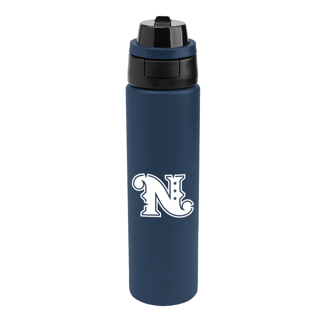 Pop Sip and Chug Recycled Single Wall Stainless Steel Bottle, 32 oz - Navy - Silk Screen