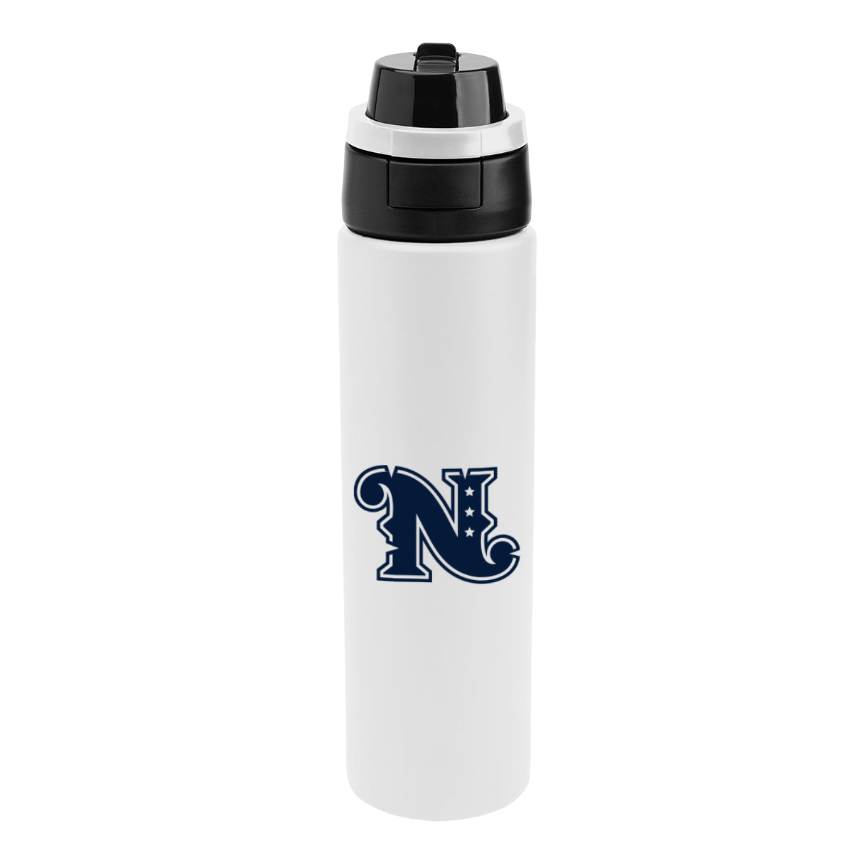 Pop Sip and Chug Recycled Single Wall Stainless Steel Bottle, 32 oz - White - Silk Screen