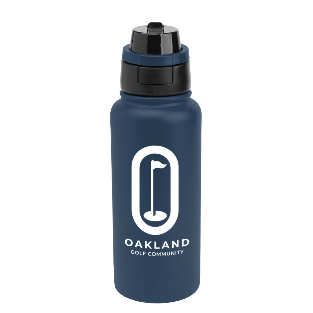 Pop Sip and Chug Recycled Stainless Steel Bottle, 32 oz Laser Engraving - Navy - Silk Screen