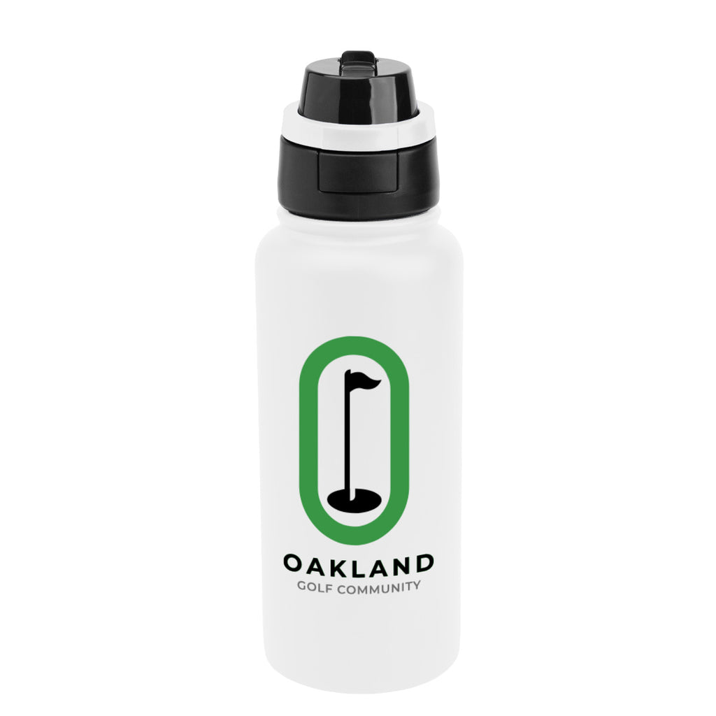Pop Sip and Chug Recycled Stainless Steel Bottle, 32 oz Laser Engraving - White - Colorbrite