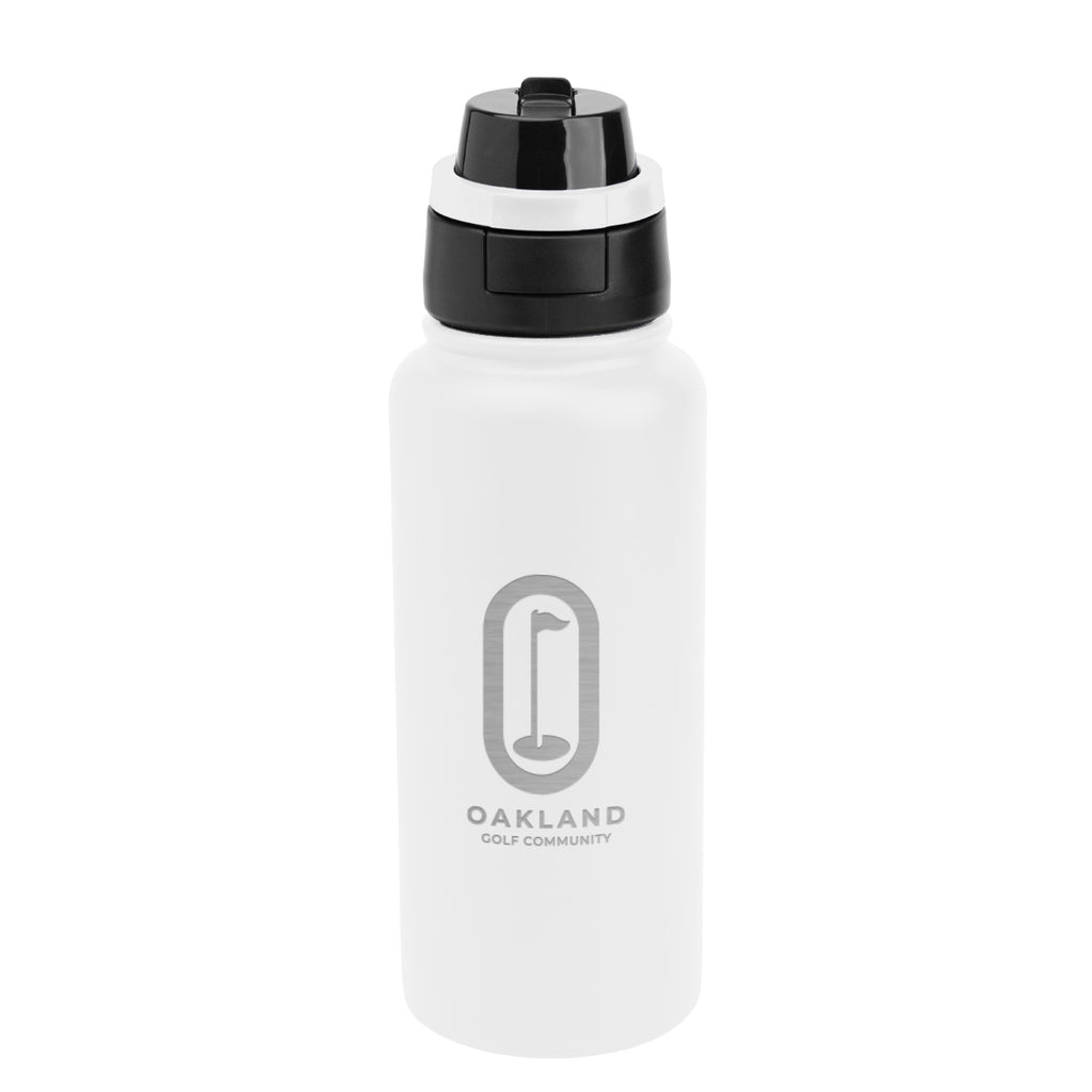 Pop Sip and Chug Recycled Stainless Steel Bottle, 32 oz Laser Engraving - White - Laser Engraving