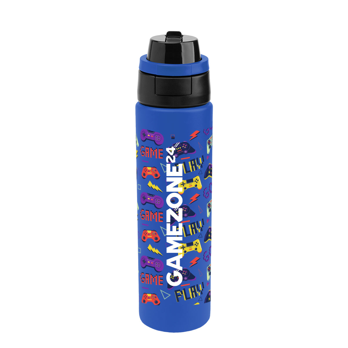 Pop Sip and Chug Recycled Stainless Steel Bottle in Full Color, 24 oz - Blue - Megabrite