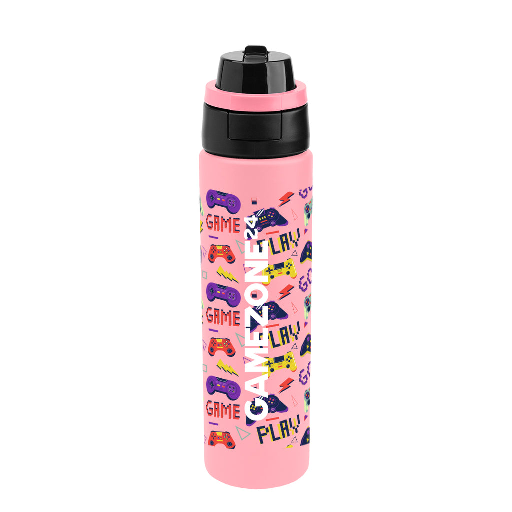 Pop Sip and Chug Recycled Stainless Steel Bottle in Full Color, 24 oz - Pink - Megabrite