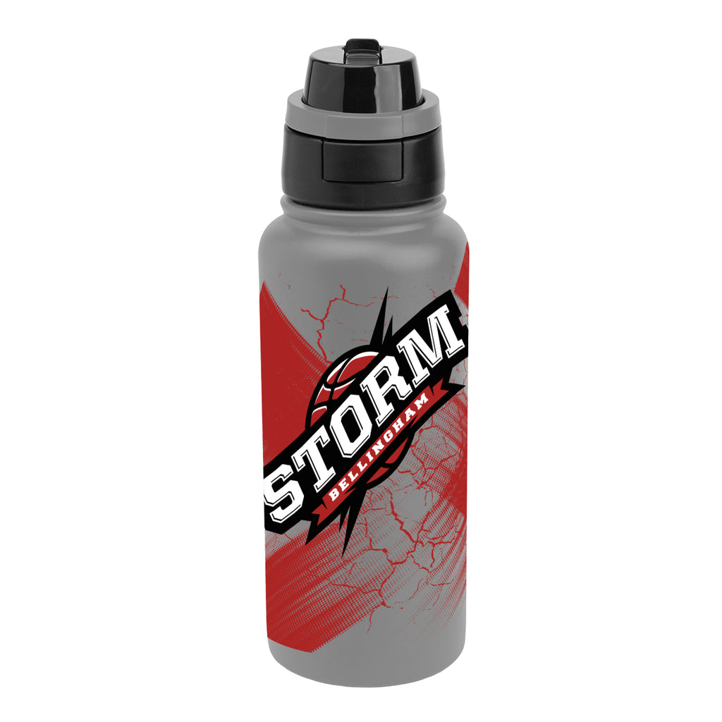 Pop Sip and Chug Recycled Stainless Steel Bottle in Full Color, 32 oz - Gray - Megabrite