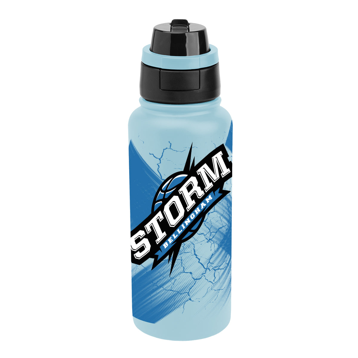Pop Sip and Chug Recycled Stainless Steel Bottle in Full Color, 32 oz - Light Blue - Megabrite