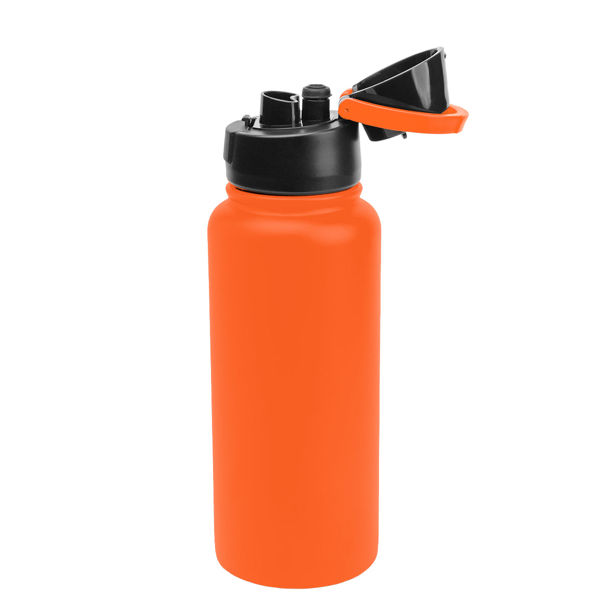 Pop Sip and Chug Recycled Stainless Steel Bottle in Full Color, 32 oz - Orange - Open