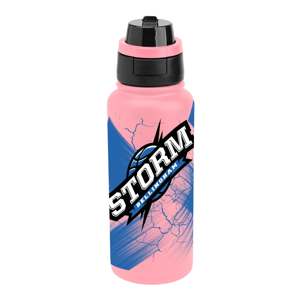 Pop Sip and Chug Recycled Stainless Steel Bottle in Full Color, 32 oz - Pink - Megabrite