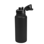 Pop Sip and Chug Recycled Steel Bottle, Laser Engraved, 32 oz - Black - Open