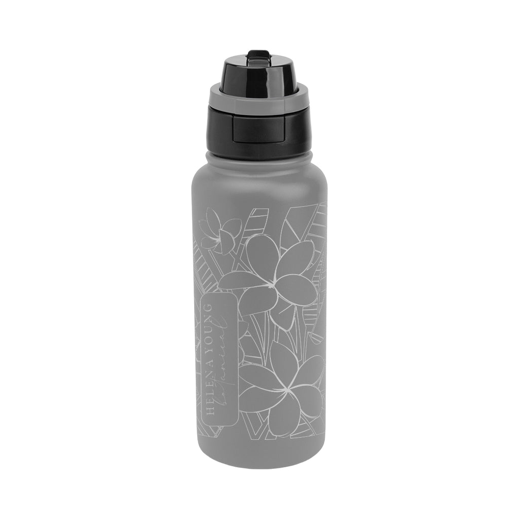 Pop Sip and Chug Recycled Steel Bottle, Laser Engraved, 32 oz - Gray - Laser