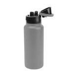 Pop Sip and Chug Recycled Steel Bottle, Laser Engraved, 32 oz - Gray - Open