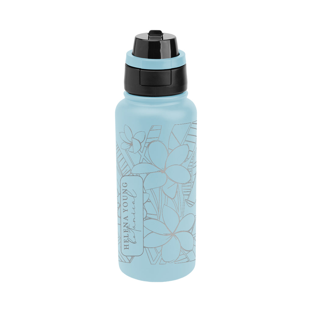 Pop Sip and Chug Recycled Steel Bottle, Laser Engraved, 32 oz - Light Blue - Laser
