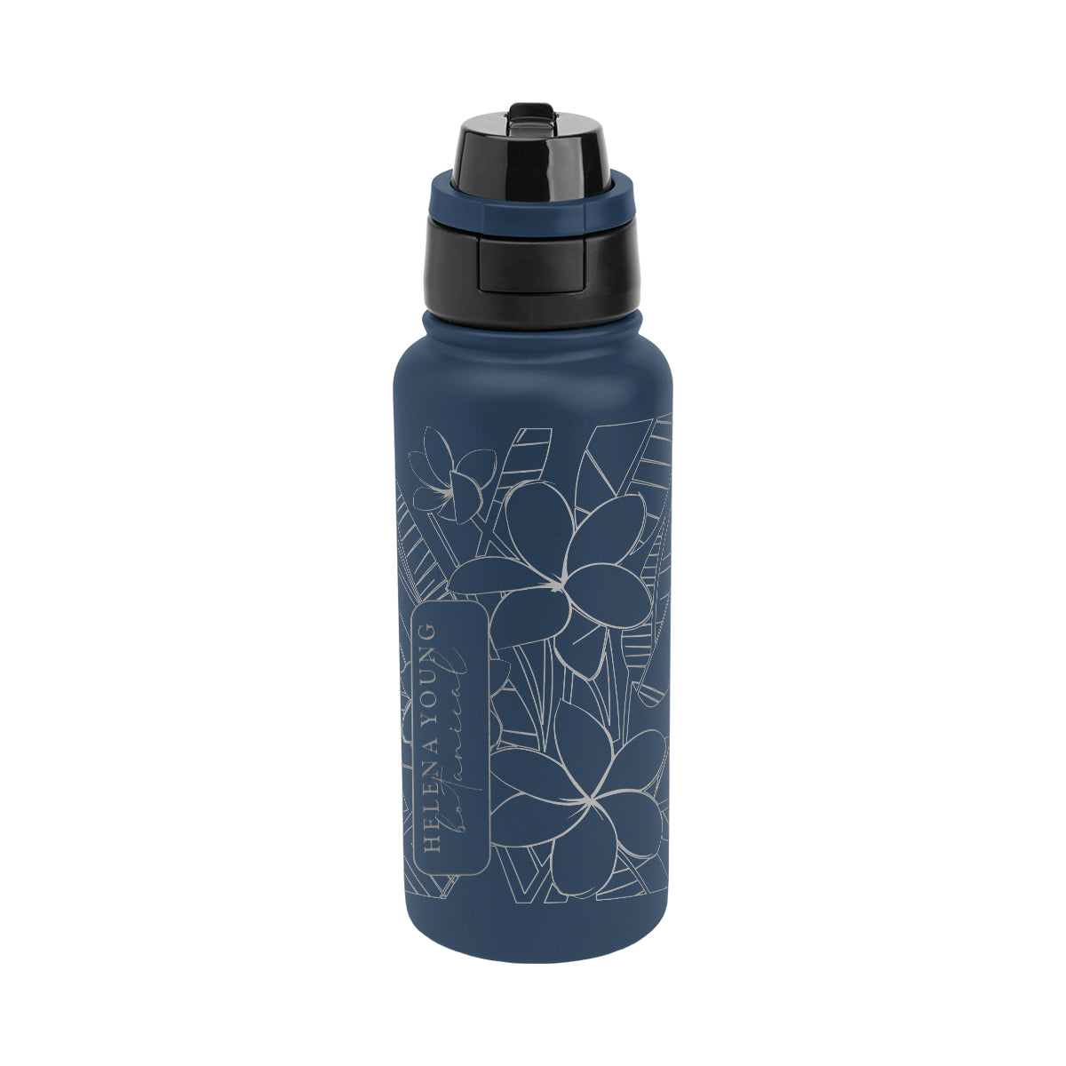 Pop Sip and Chug Recycled Steel Bottle, Laser Engraved, 32 oz - Navy - Laser Engraving
