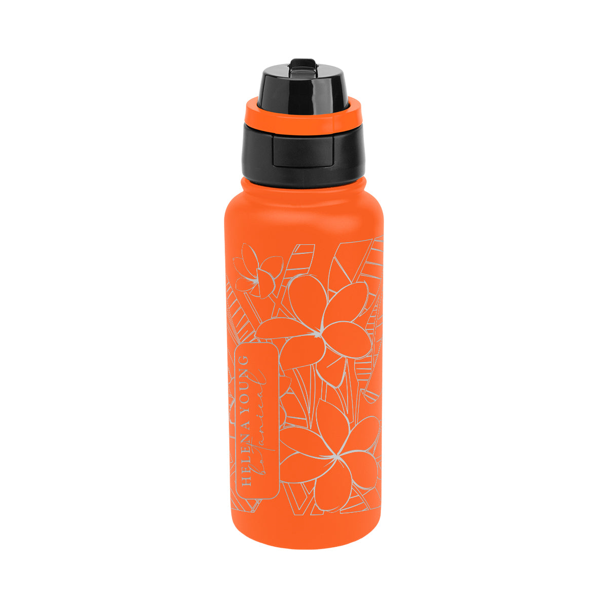 Pop Sip and Chug Recycled Steel Bottle, Laser Engraved, 32 oz - Orange - Laser
