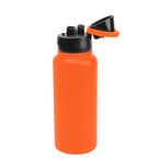 Pop Sip and Chug Recycled Steel Bottle, Laser Engraved, 32 oz - Orange - Open