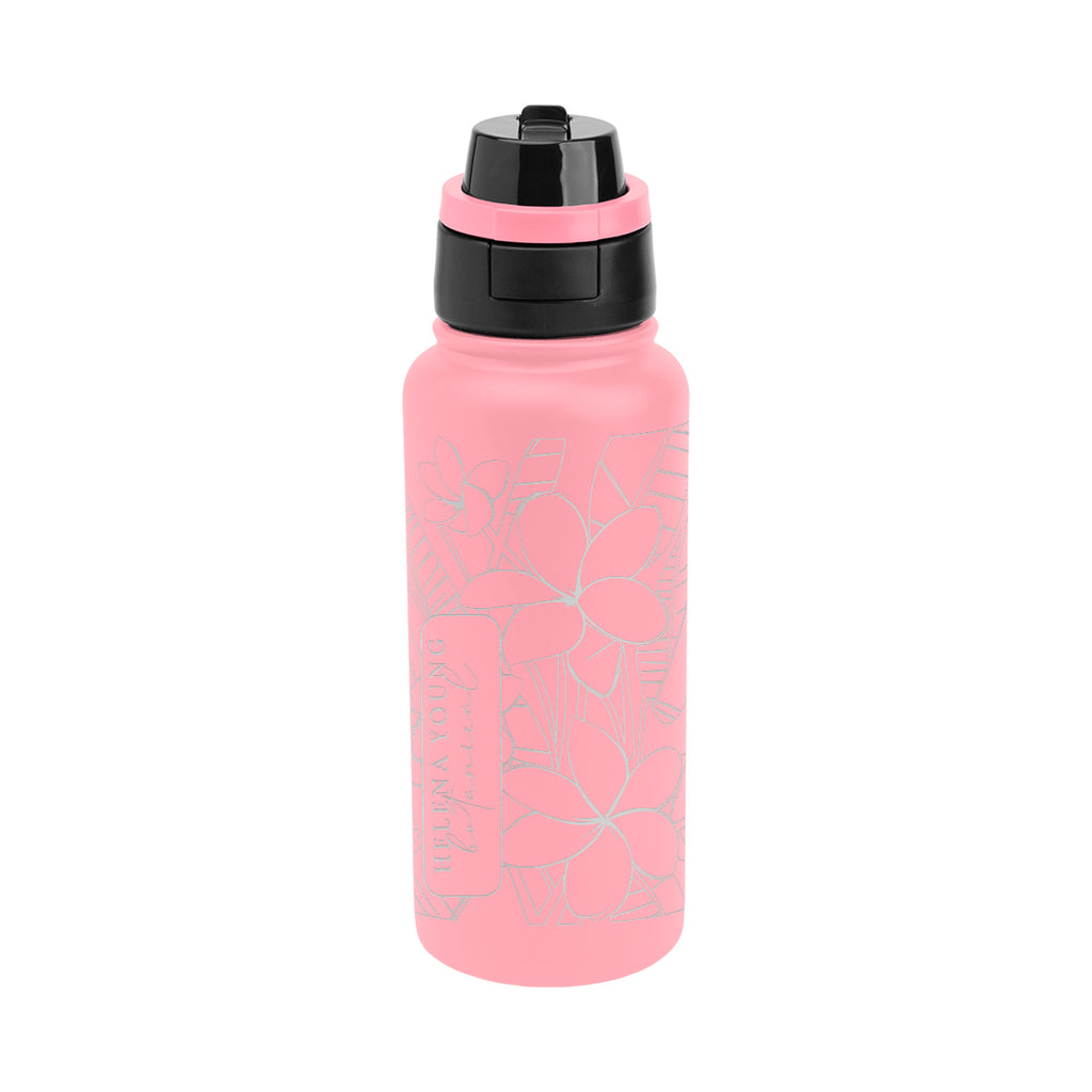 Pop Sip and Chug Recycled Steel Bottle, Laser Engraved, 32 oz - Pink - Laser