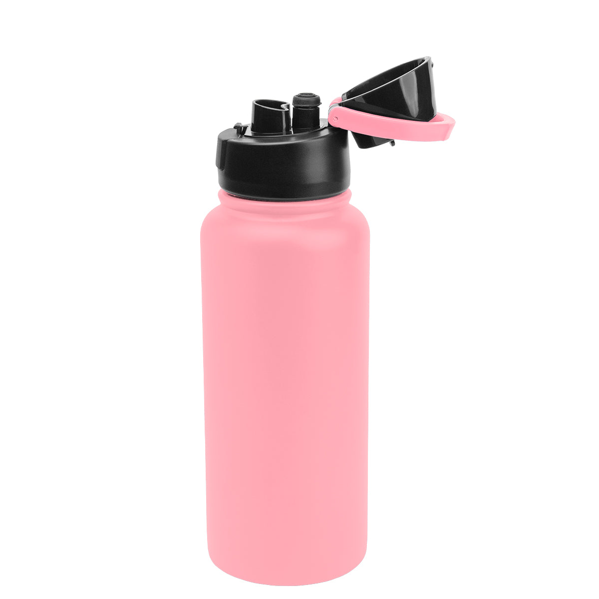 Pop Sip and Chug Recycled Steel Bottle, Laser Engraved, 32 oz - Pink - Open