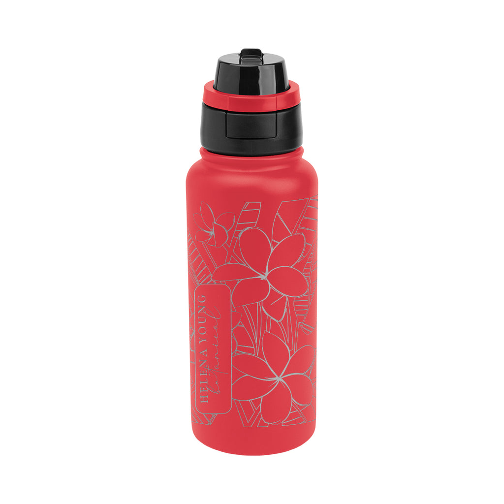 Pop Sip and Chug Recycled Steel Bottle, Laser Engraved, 32 oz - Red - Laser