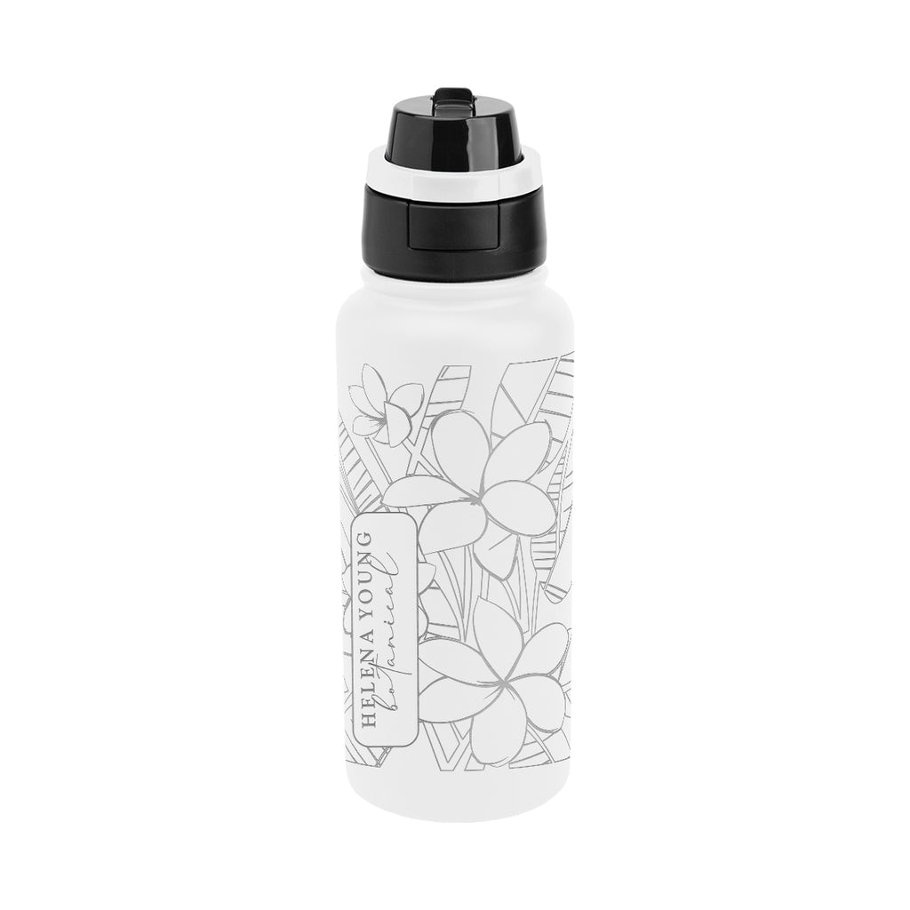 Pop Sip and Chug Recycled Steel Bottle, Laser Engraved, 32 oz - White - Laser