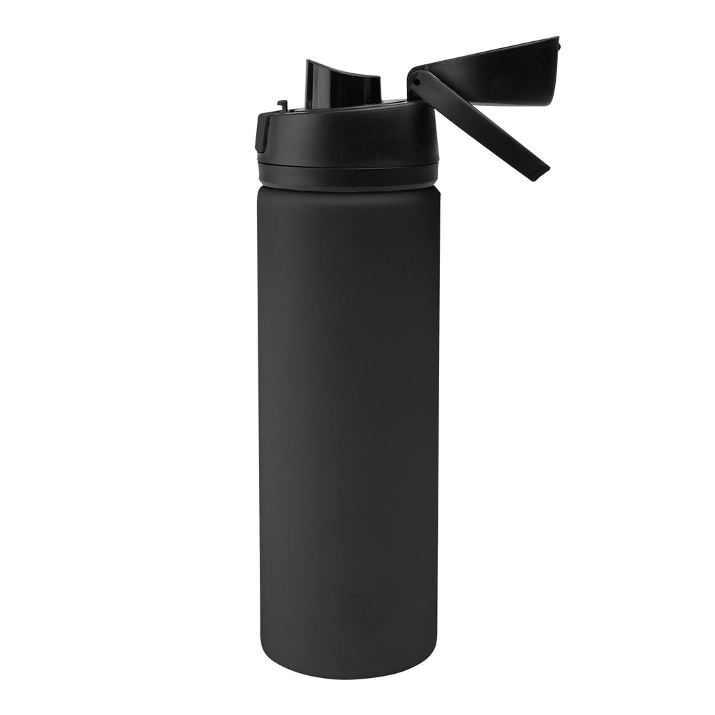 Pop Sip Recycled Stainless Steel Bottle, 24 oz - Black - Open