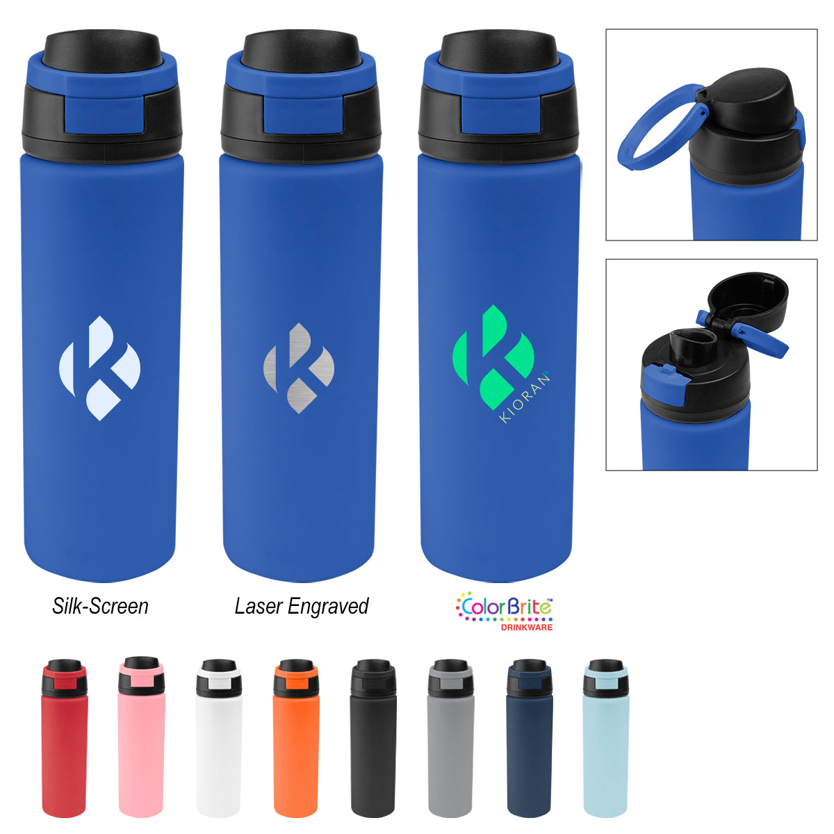 Pop Sip Recycled Stainless Steel Bottle, 24 oz - Black