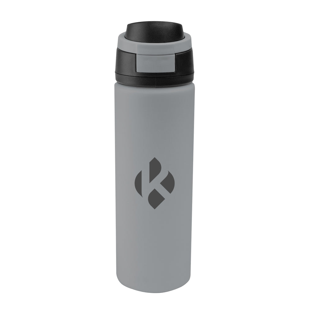 Pop Sip Recycled Stainless Steel Bottle, 24 oz - Gray - Silk Screen