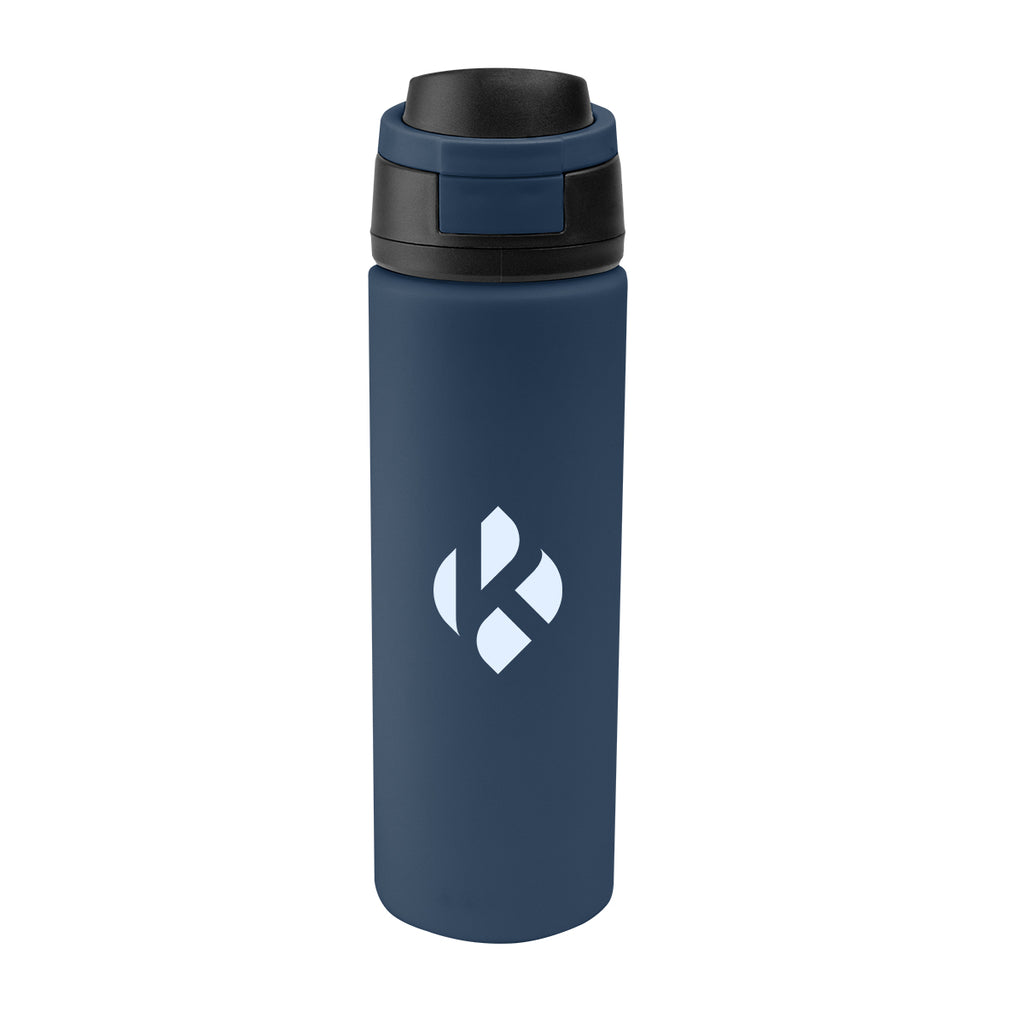 Pop Sip Recycled Stainless Steel Bottle, 24 oz - Navy - Silk Screen