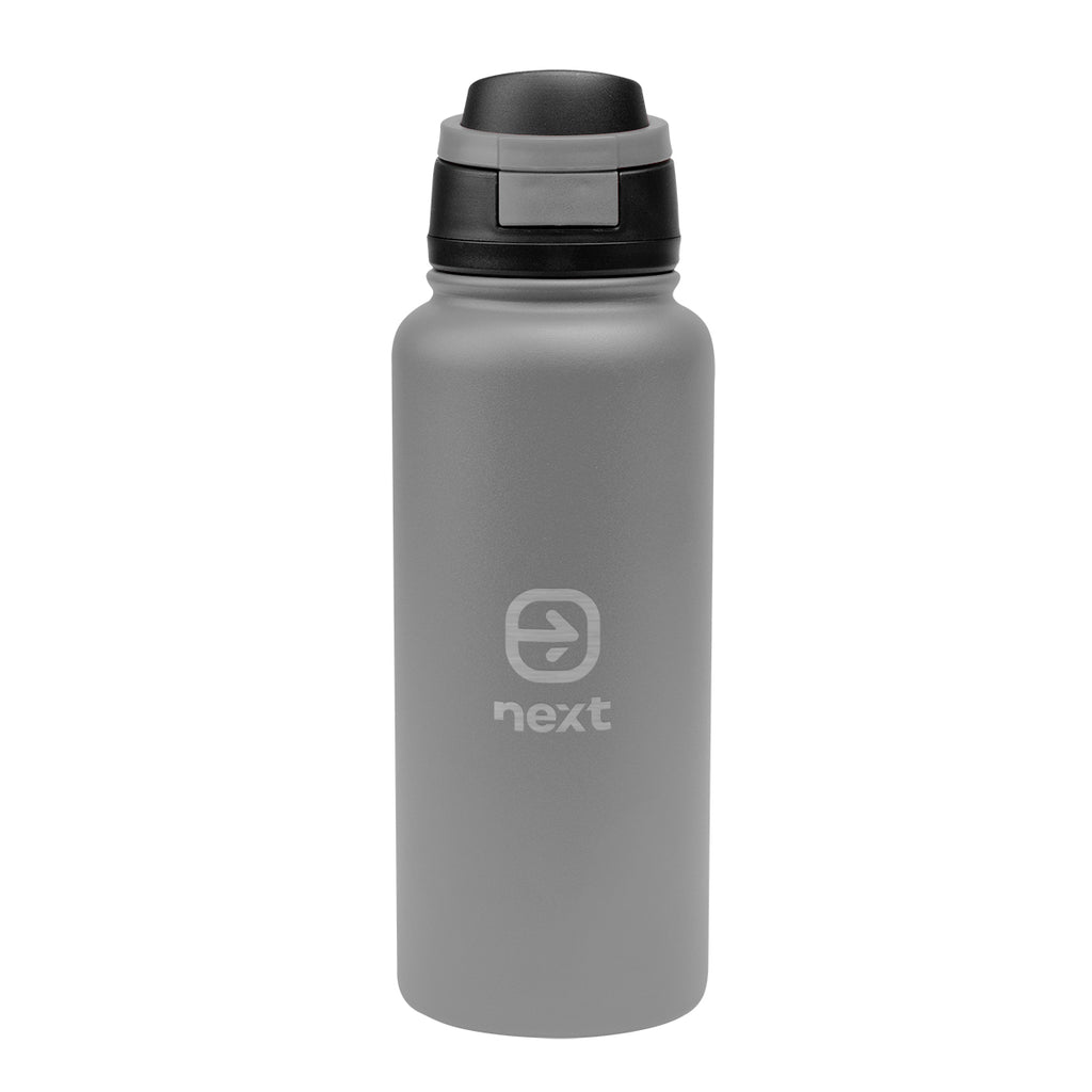 Pop Sip Recycled Stainless Steel Bottle, 32 oz - Gray - Laser Engraving