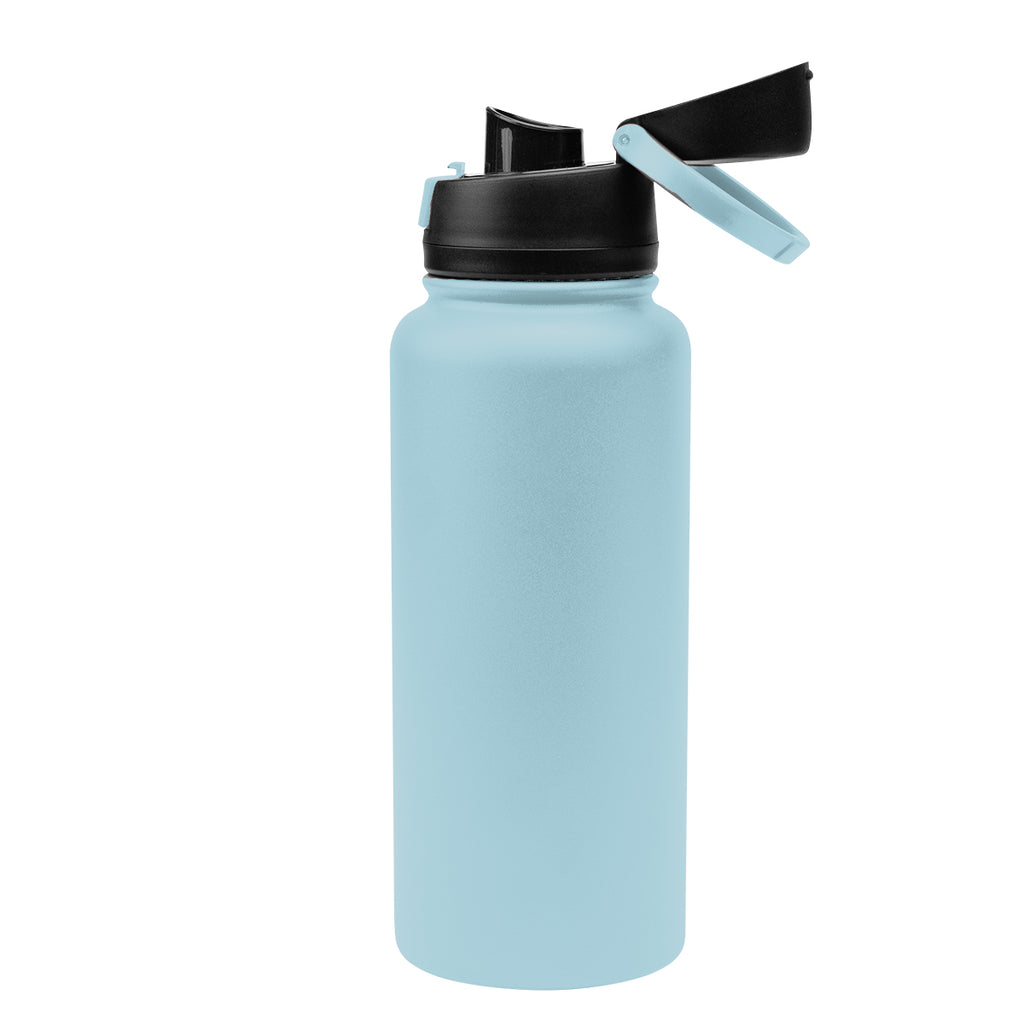 Pop Sip Recycled Stainless Steel Bottle, 32 oz - Light Blue - Open