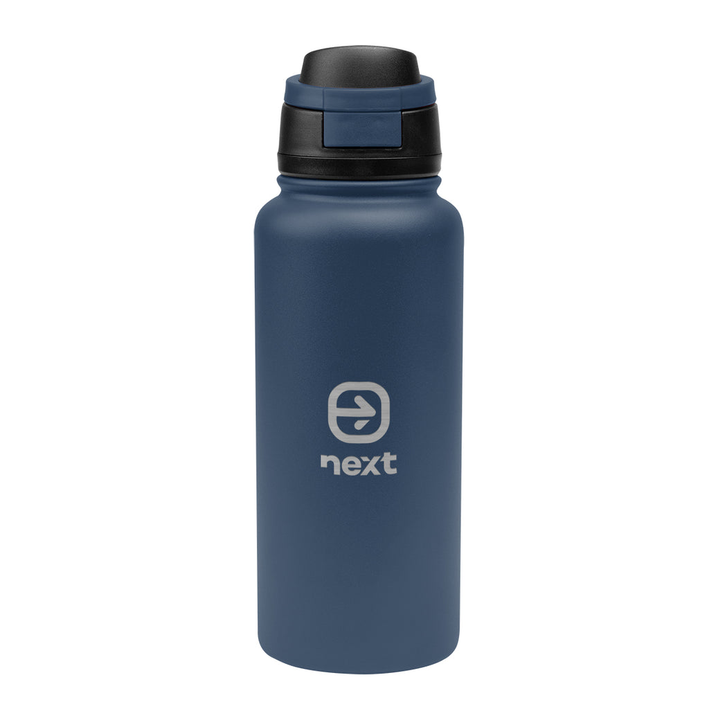 Pop Sip Recycled Stainless Steel Bottle, 32 oz - Navy - Laser Engraving