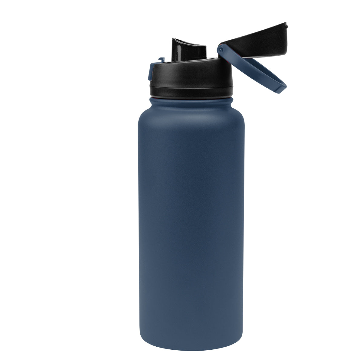 Pop Sip Recycled Stainless Steel Bottle, 32 oz - Navy - Open