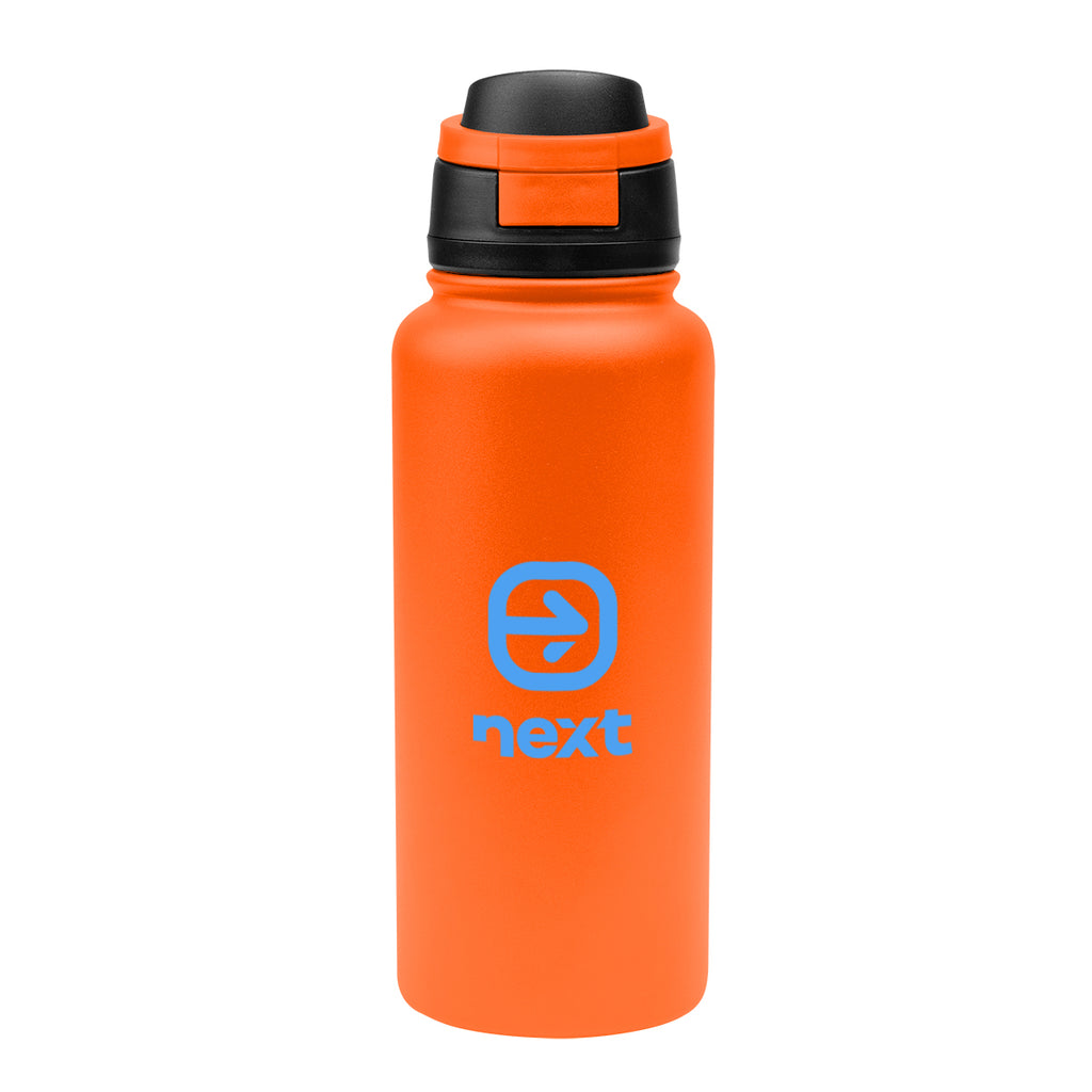 Pop Sip Recycled Stainless Steel Bottle, 32 oz - Orange - Silk Screen