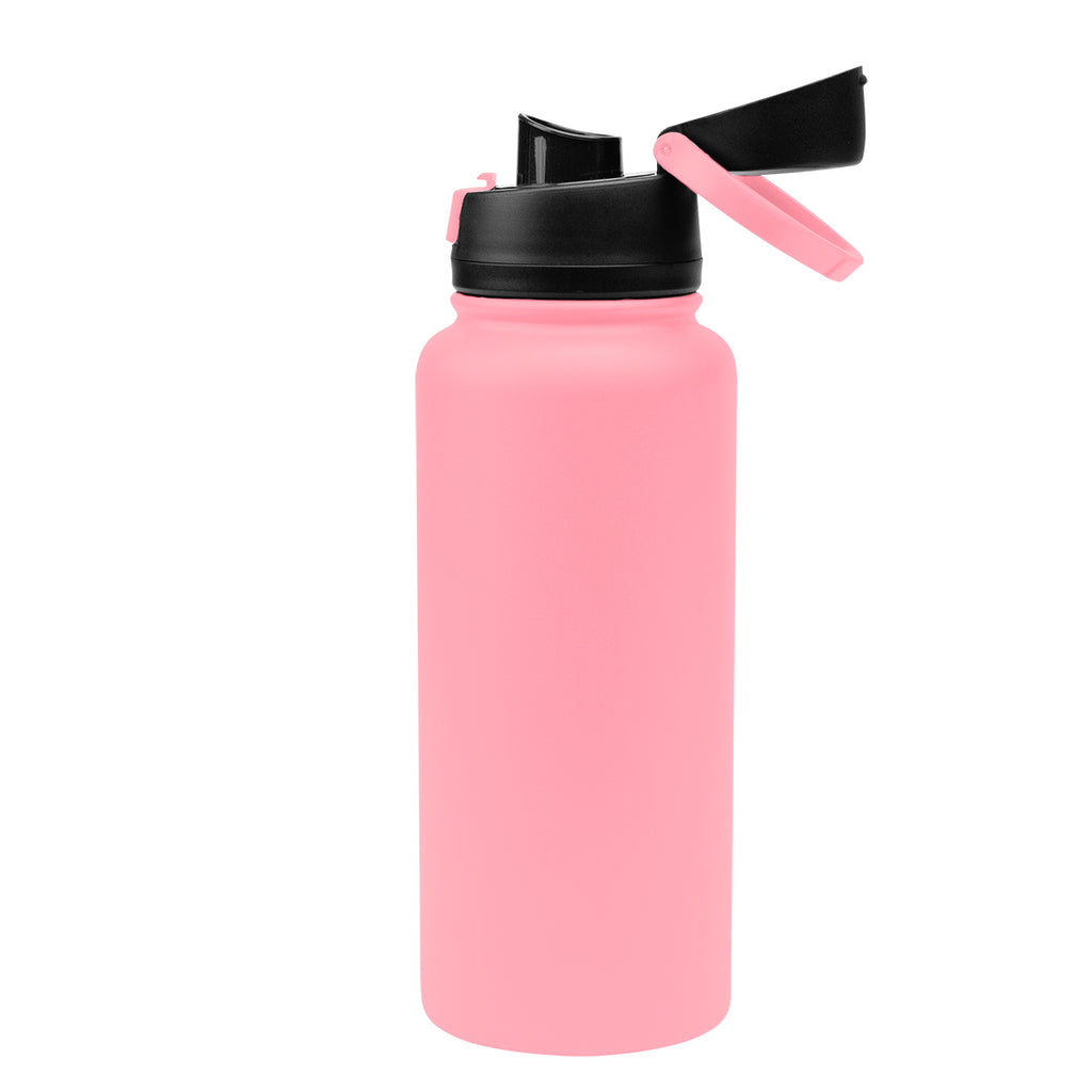 Pop Sip Recycled Stainless Steel Bottle, 32 oz - Pink - Open