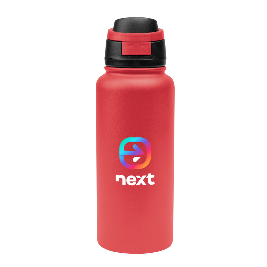 Pop Sip Recycled Stainless Steel Bottle, 32 oz - Red - Colorbrite